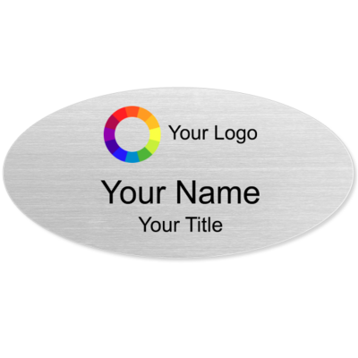  Oval Silver Premium Name Badges with Magnet