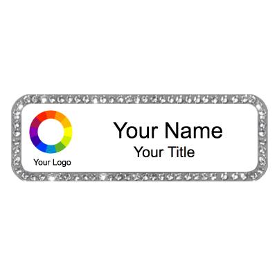  1x3 Crystal Stone Bling Name Badges with Magnet