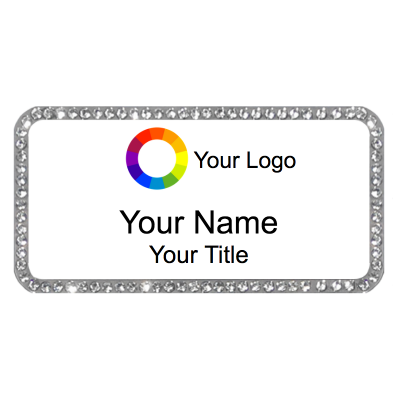  1.5x3 Crystal Stone Bling Name Badges with Magnet