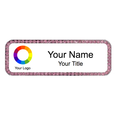 1x3 Pink Stone Bling Name Badges with Magnet