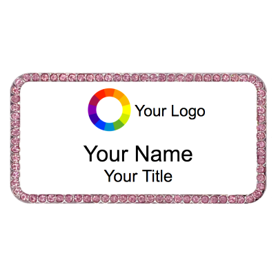 1.5x3 Pink Stone Bling Name Badges with Magnet