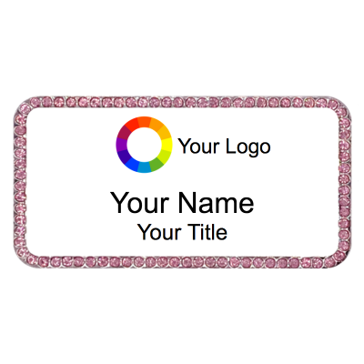  1.5x3 Pink Stone Bling Name Badges with Magnet