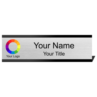  2x8 Silver Name Plate with Black Desk Plate