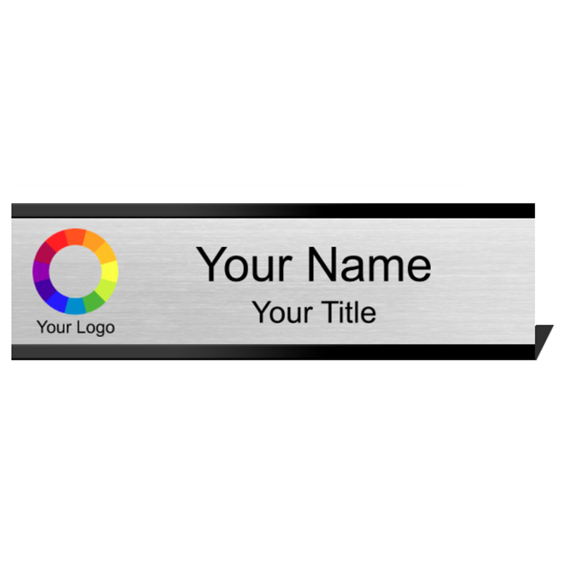 2x8 Silver Name Plate with Black Desk Plate