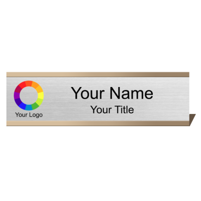  2x8 Silver Name Plate with Rose Gold Desk Plate