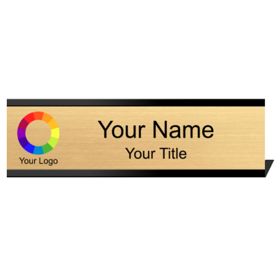  2x8 Gold Name Plate with Black Desk Plate