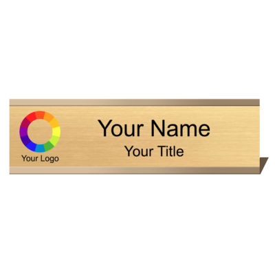  2x8 Gold Name Plate with Rose Gold Desk Plate