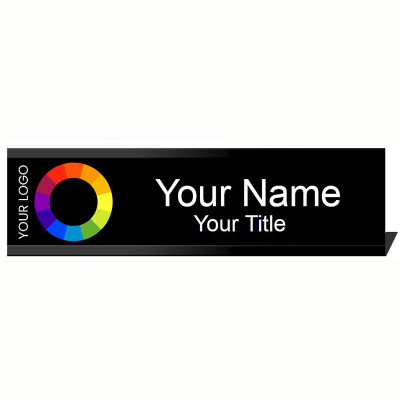  2x8 Black Name Plate with Black Desk Plate