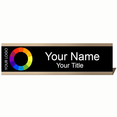2x8 Black Name Plate with Rose Gold Desk Plate