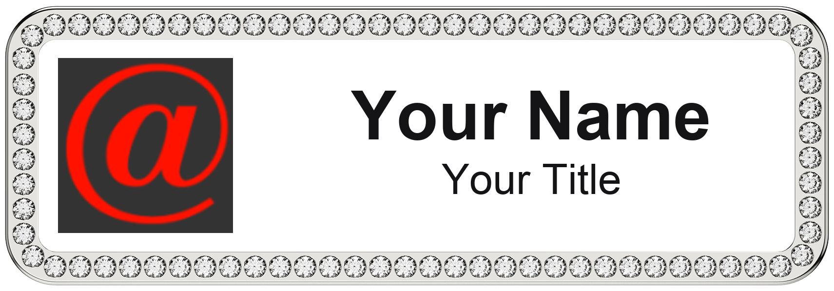 @properties rhinestone bling, crystal 1x3 inch magnetic name badge with logo