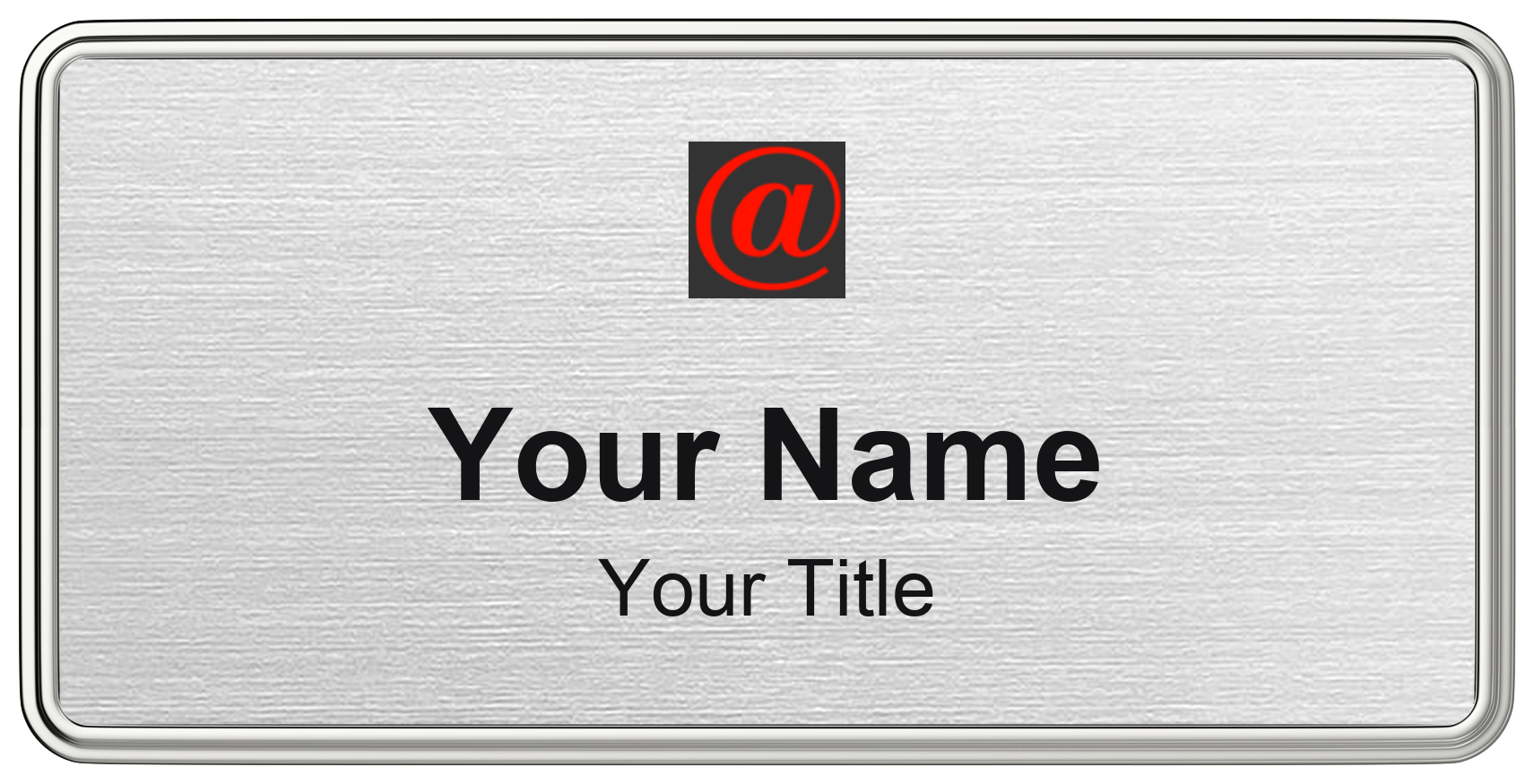 @properties real estate name badge, brushed silver, magnetic, with logo