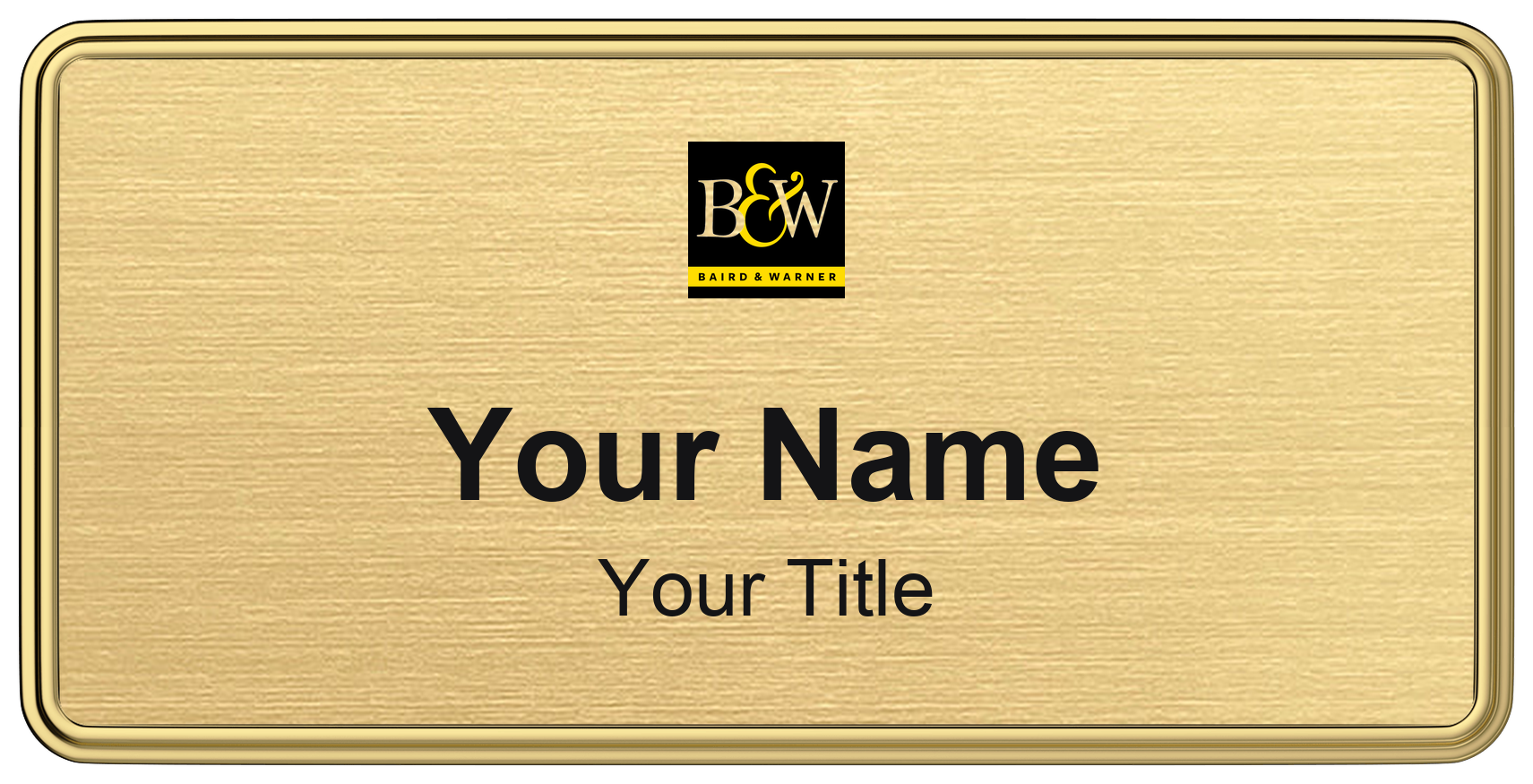Baird & Warner Badge, Gold Metallic, Gold Border