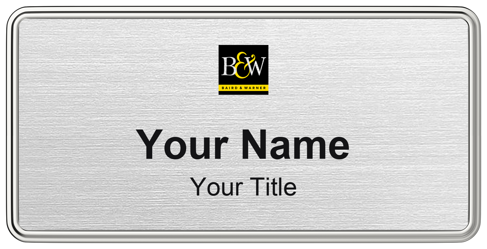 Baird & Warner Badge, Silver Metallic, Silver Border