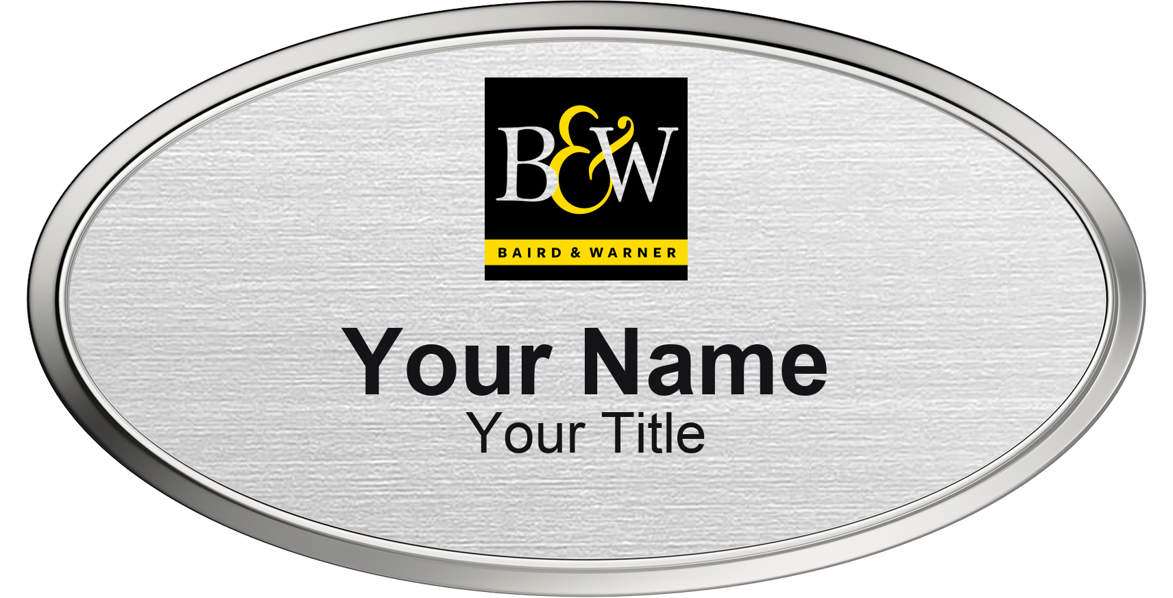 Baird & Warner Badge, Silver Metallic, Silver Border