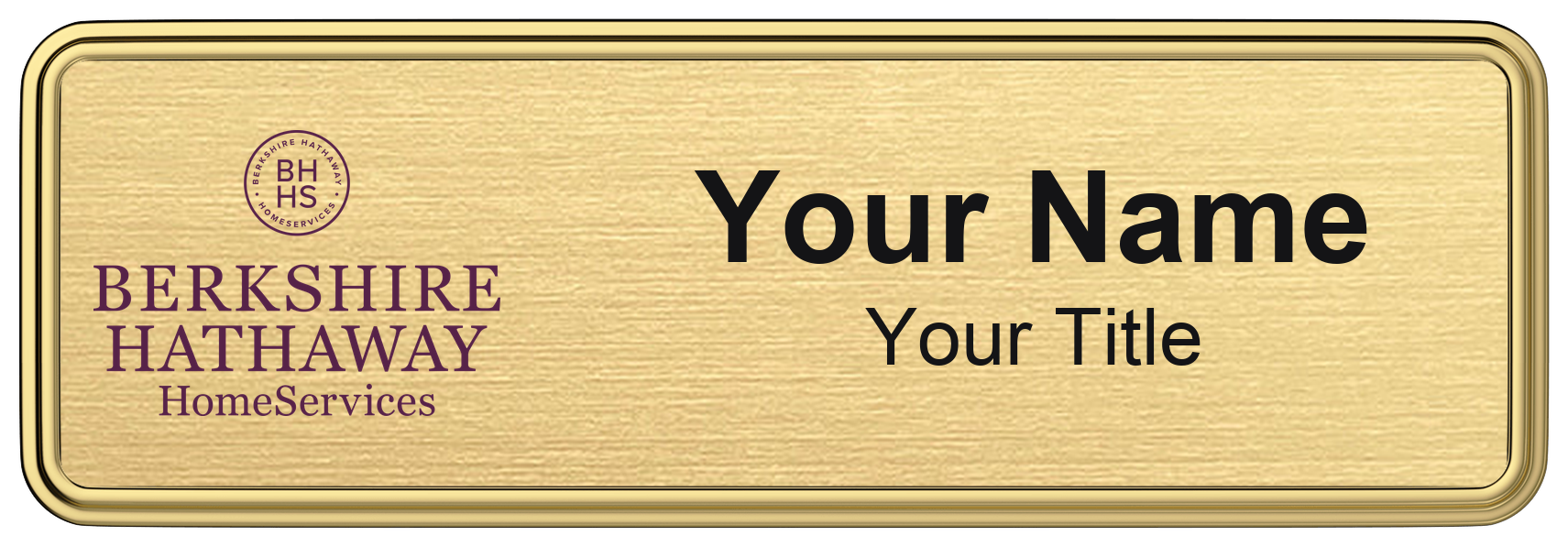 Berkshire Hathaway HomeServices Badge, Gold Metallic, Gold Border