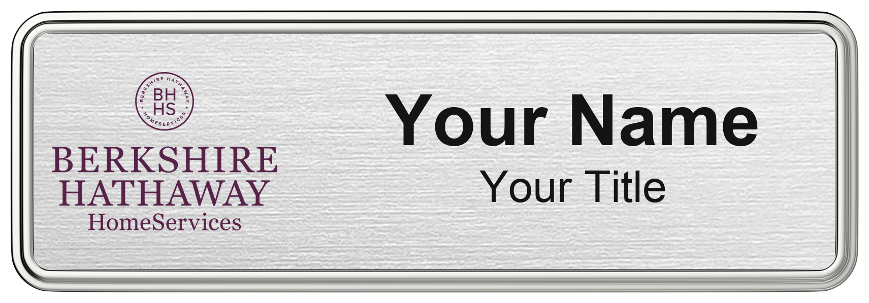 Berkshire Hathaway HomeServices Badge, Silver Metallic, Silver Border