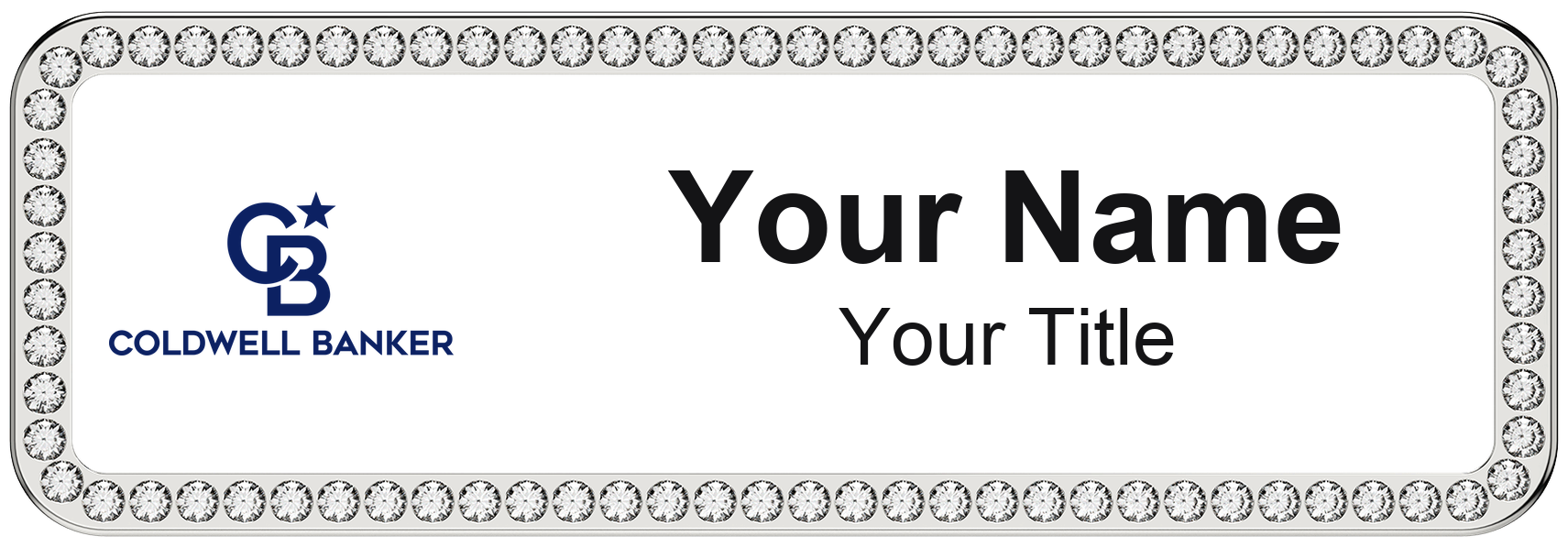 Coldwell Banker rhinestone bling, crystal 1x3 inch magnetic name badge with logo