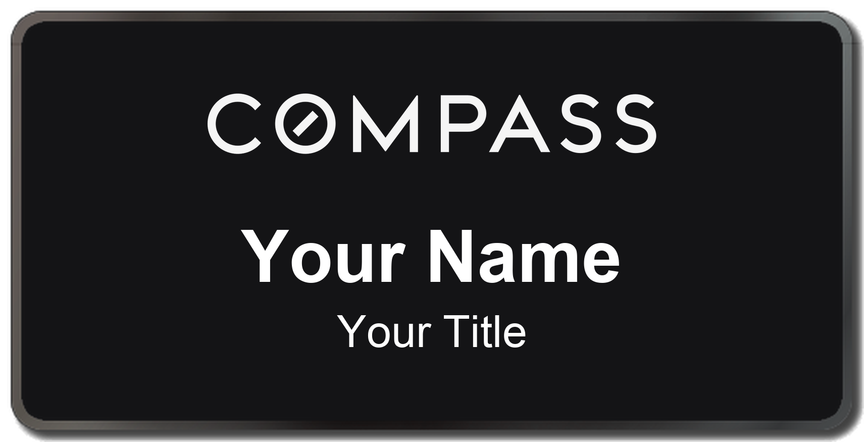 Compass Badge, Black, Black Border