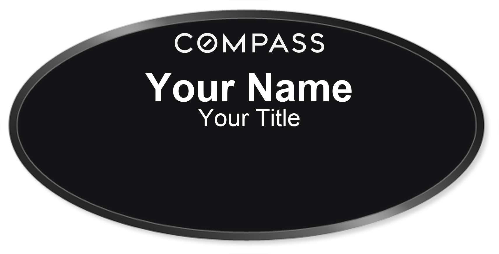 Compass Badge, Black, Black Border