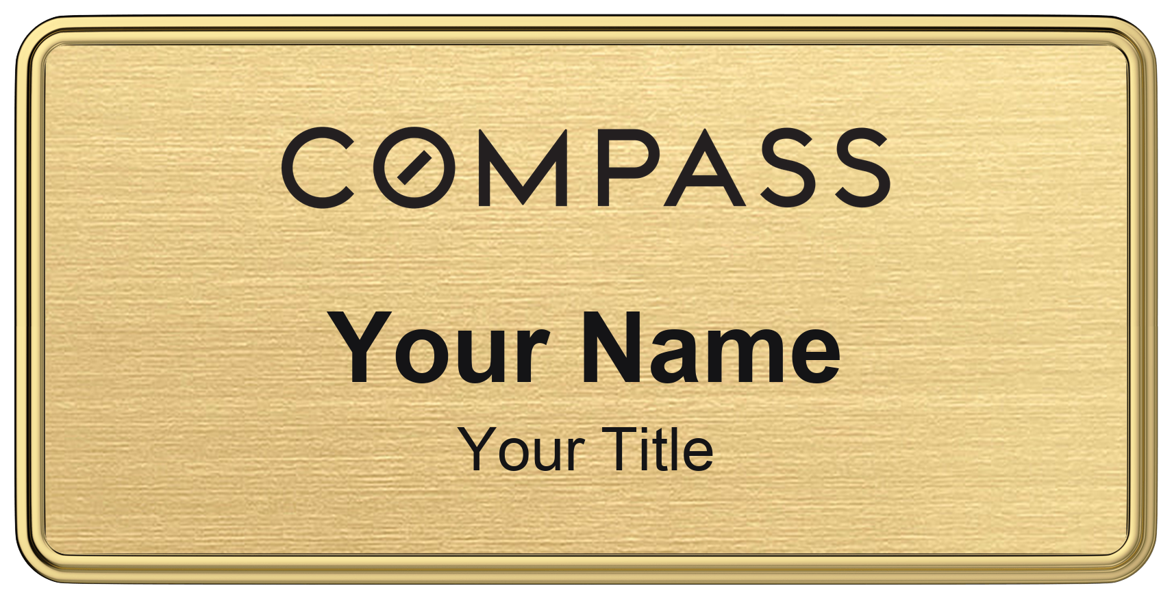 Compass Badge, Gold Metallic, Gold Border