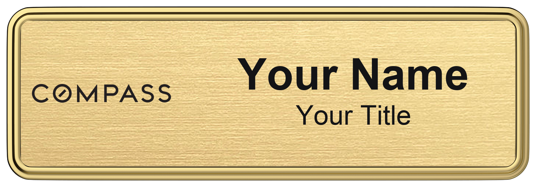 Compass Badge, Gold Metallic, Gold Border