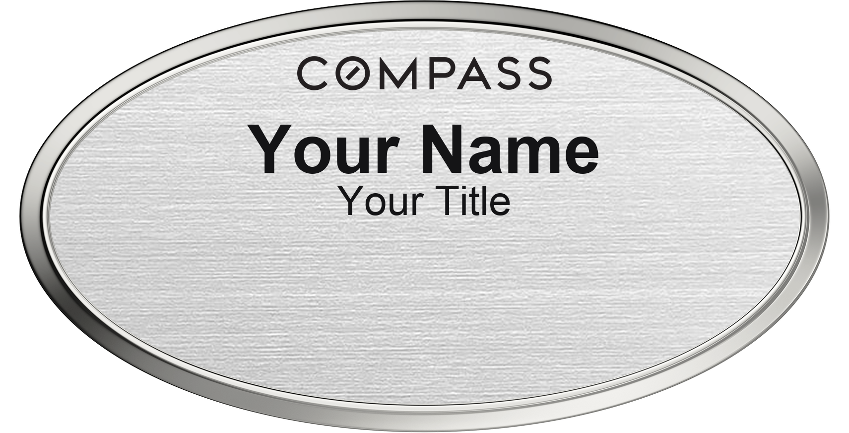 Compass Badge, Silver Metallic, Silver Border