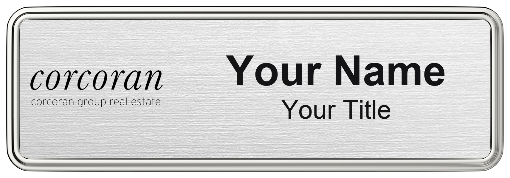 Corcoran Badge, Silver Metallic, Silver Border