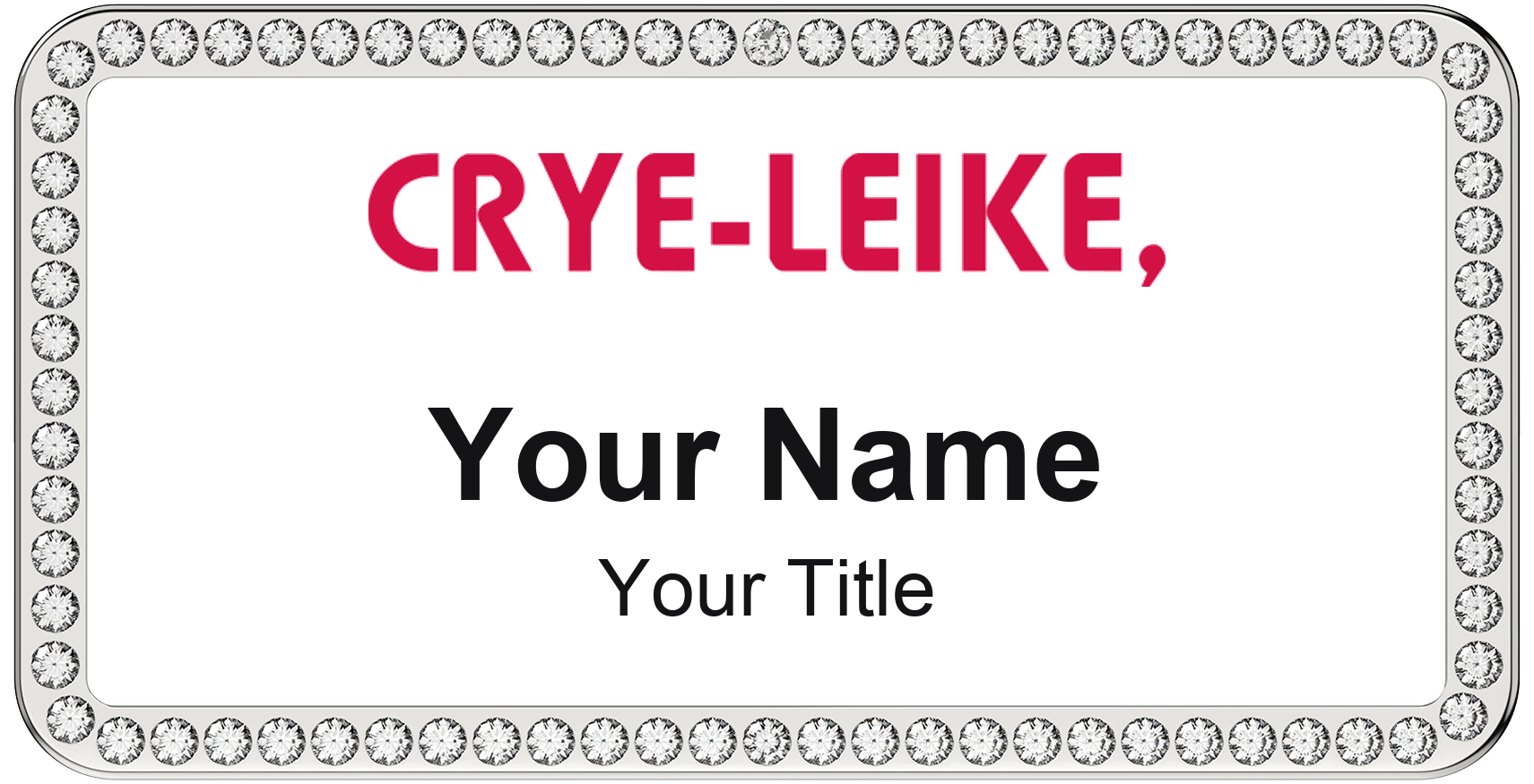 Crye-Leike rhinestone bling, crystal 1.5x3 inch magnetic name badge with logo