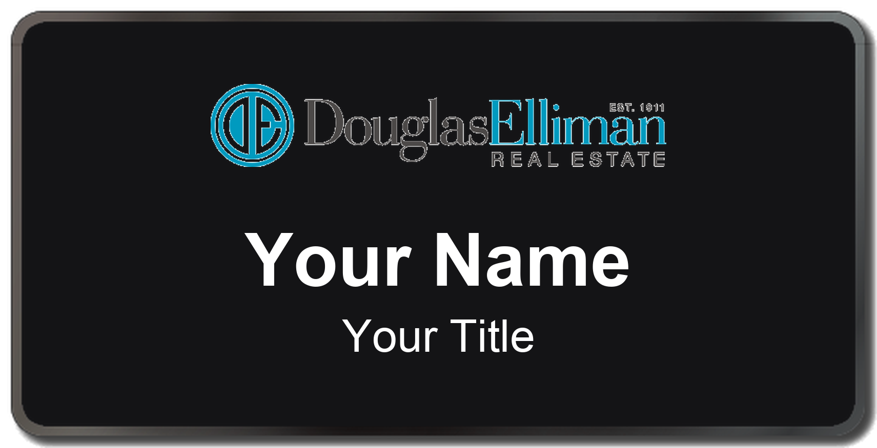 Douglas Elliman Badge, Black, Black Border