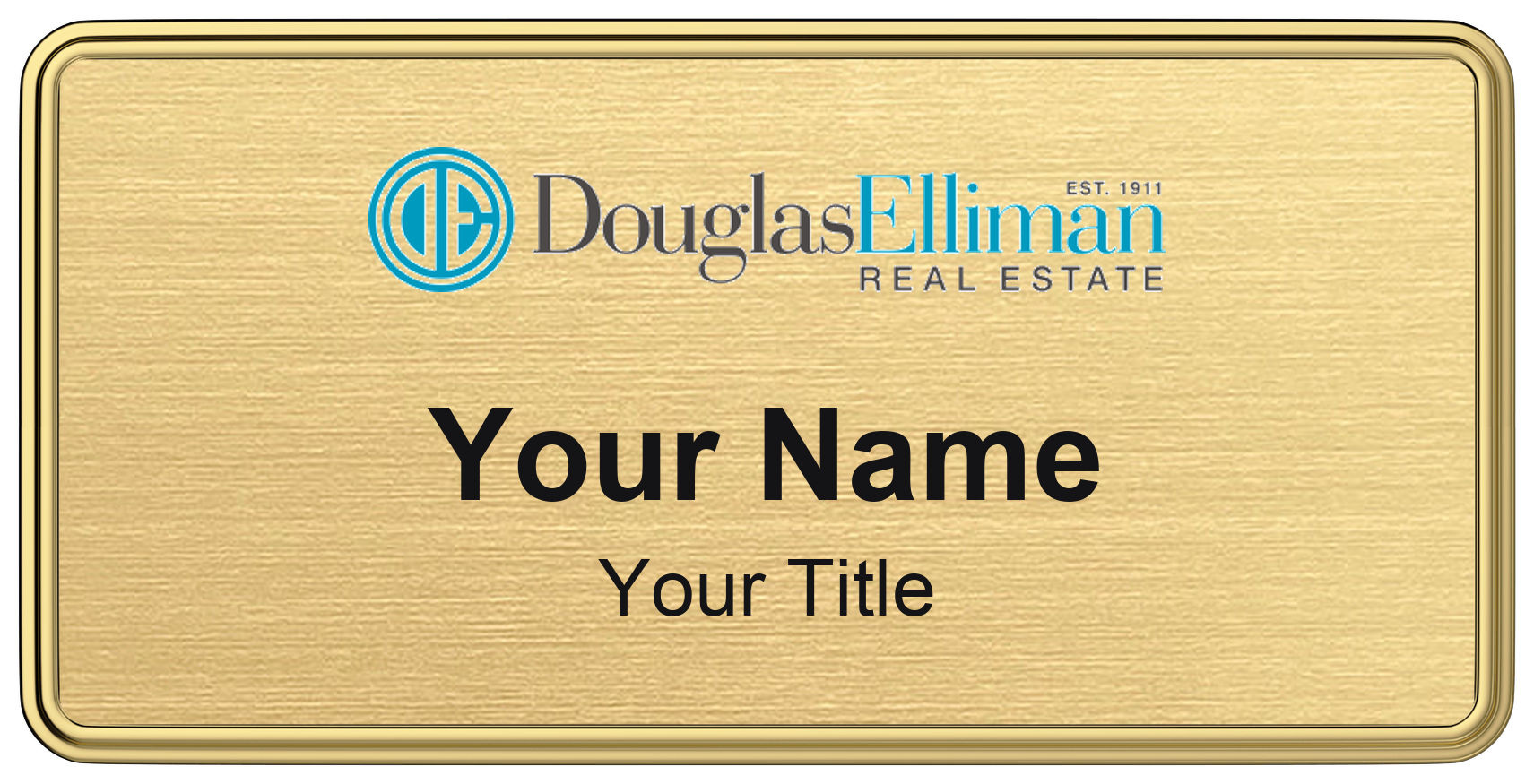Douglas Elliman Badge, Gold Metallic, Gold Border