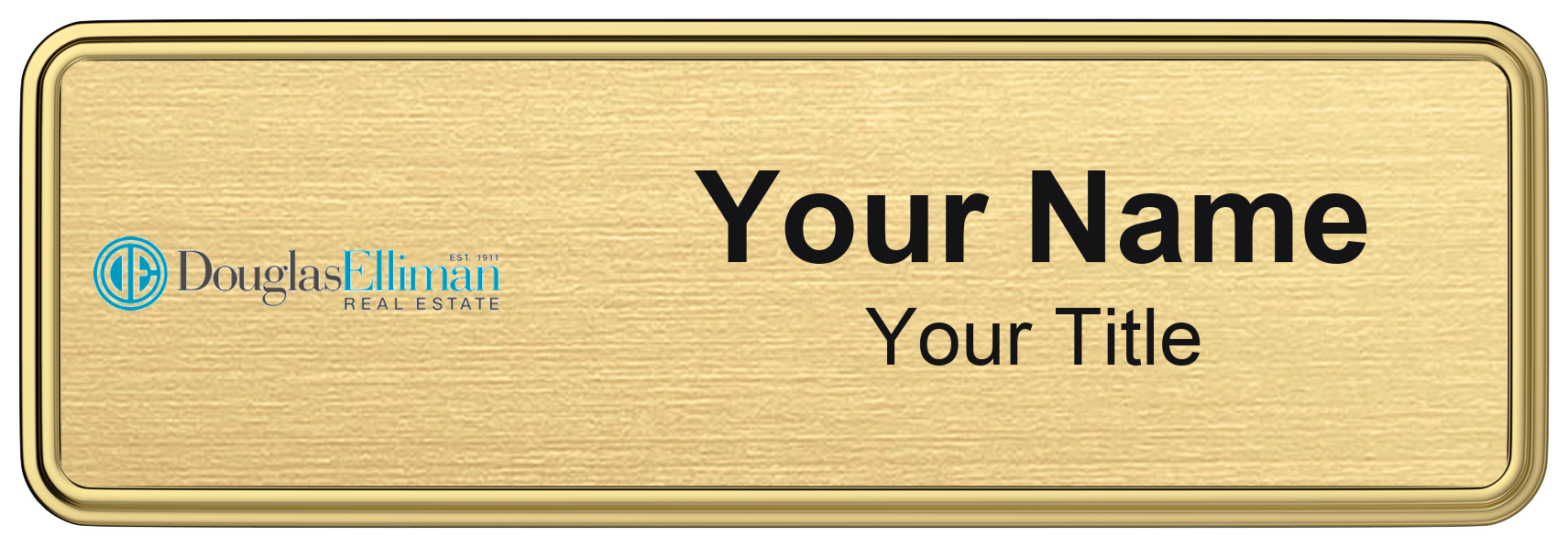 Douglas Elliman Badge, Gold Metallic, Gold Border