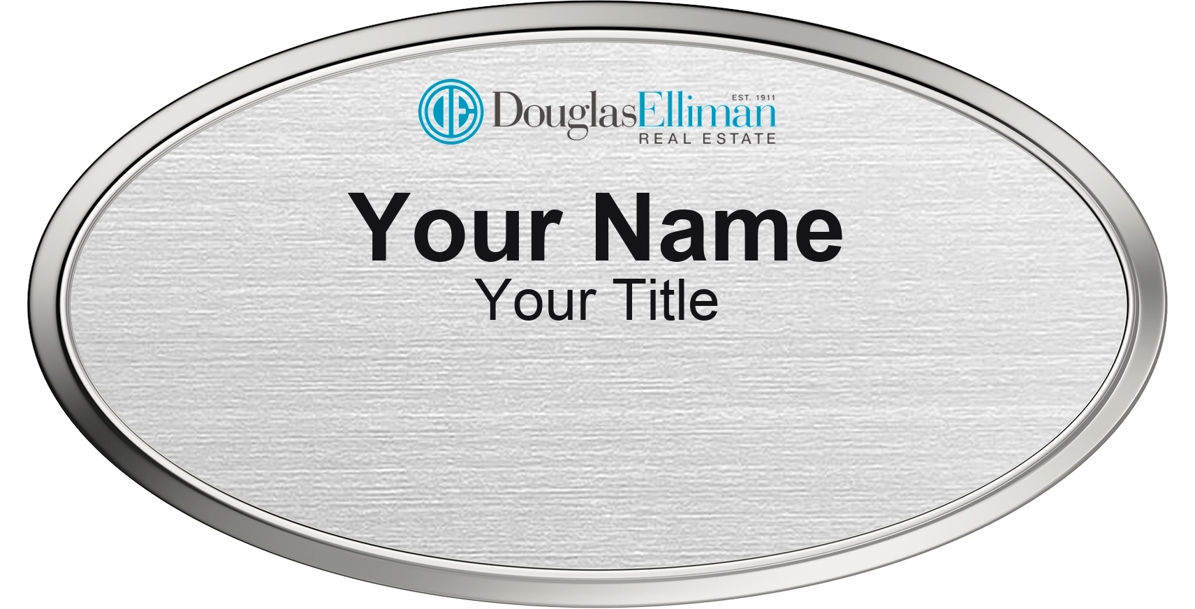 Douglas Elliman Badge, Silver Metallic, Silver Border