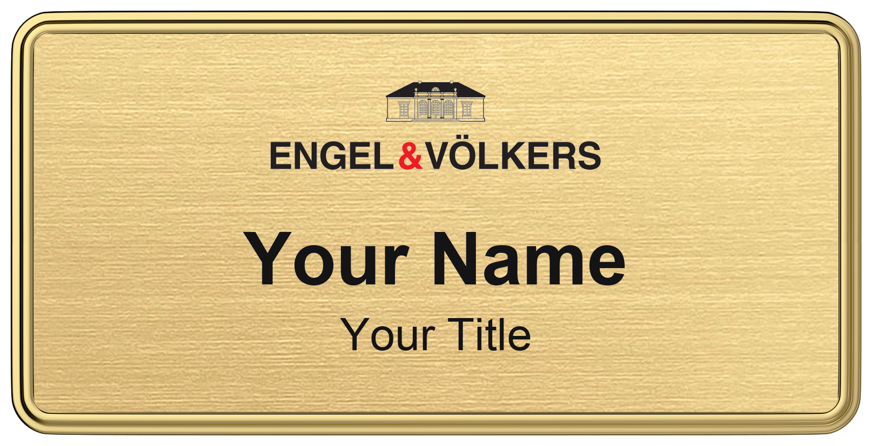 Engel & Völkers Badge, Gold Metallic, Gold Border