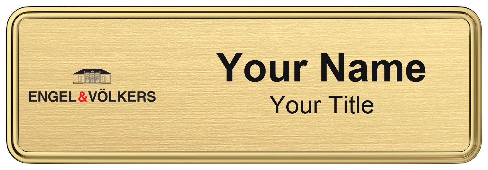 Engel & Völkers Badge, Gold Metallic, Gold Border