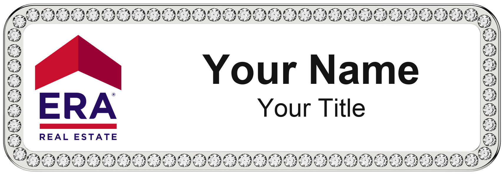 ERA Real Estate rhinestone bling, crystal 1x3 inch magnetic name badge with logo