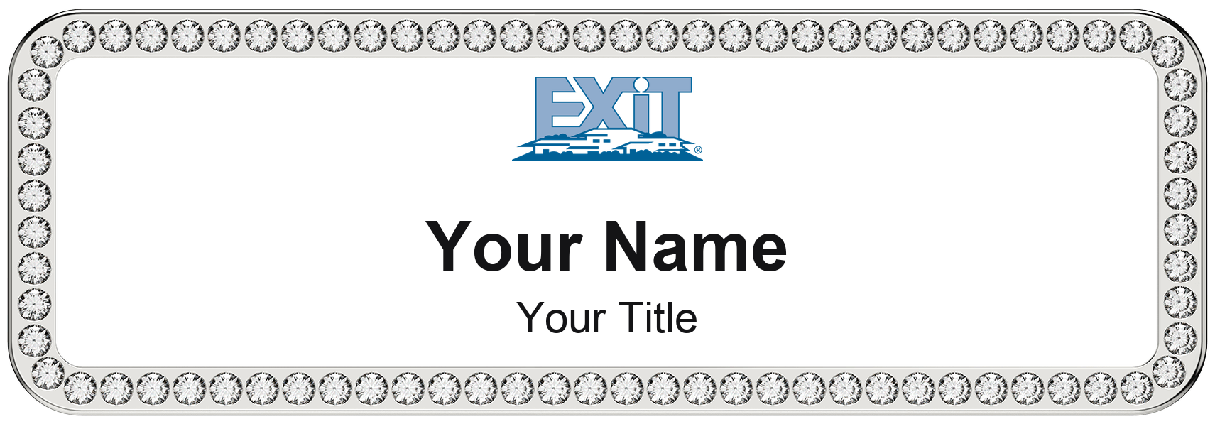 EXIT Realty rhinestone bling, crystal 1x3 inch magnetic name badge with logo