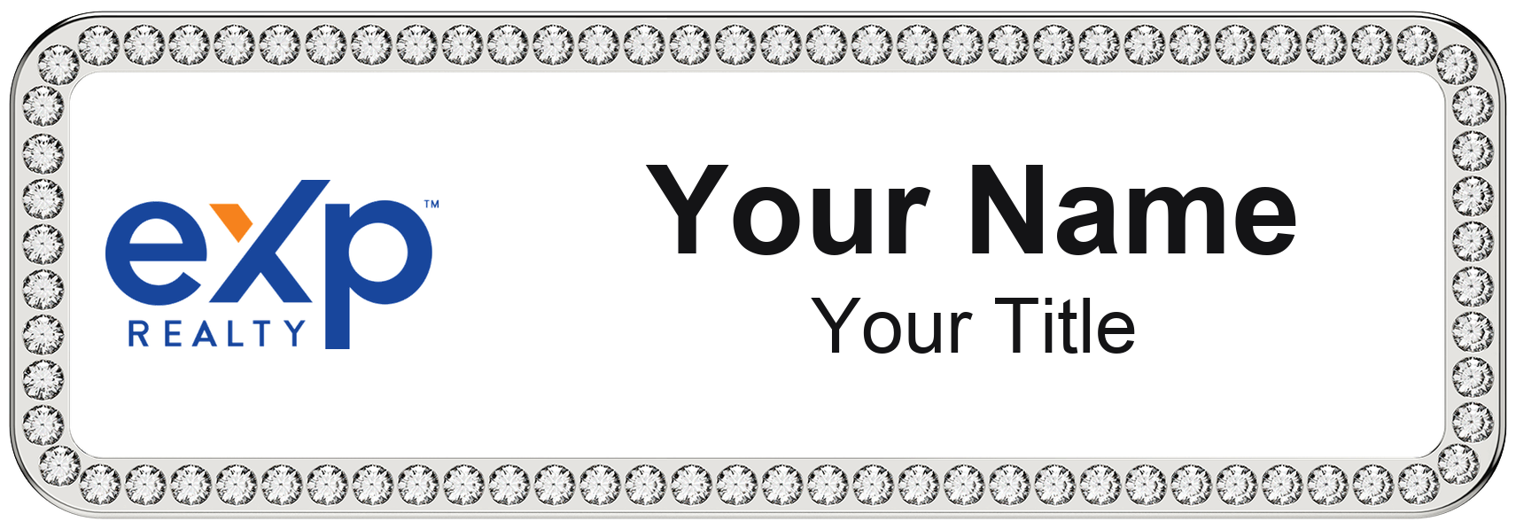 eXp Realty rhinestone bling, crystal 1x3 inch magnetic name badge with logo
