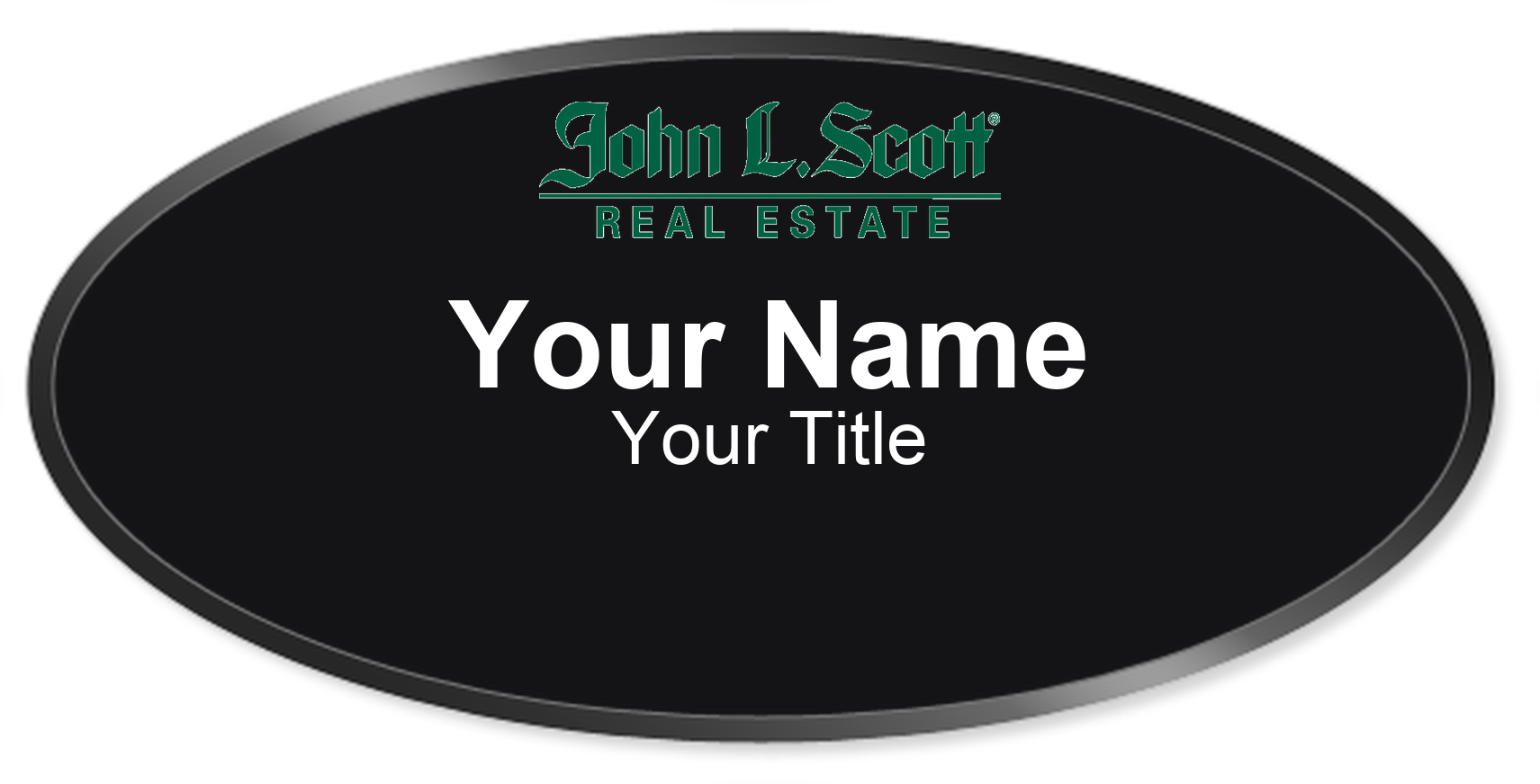 John L. Scott Badge, Black, Black Border