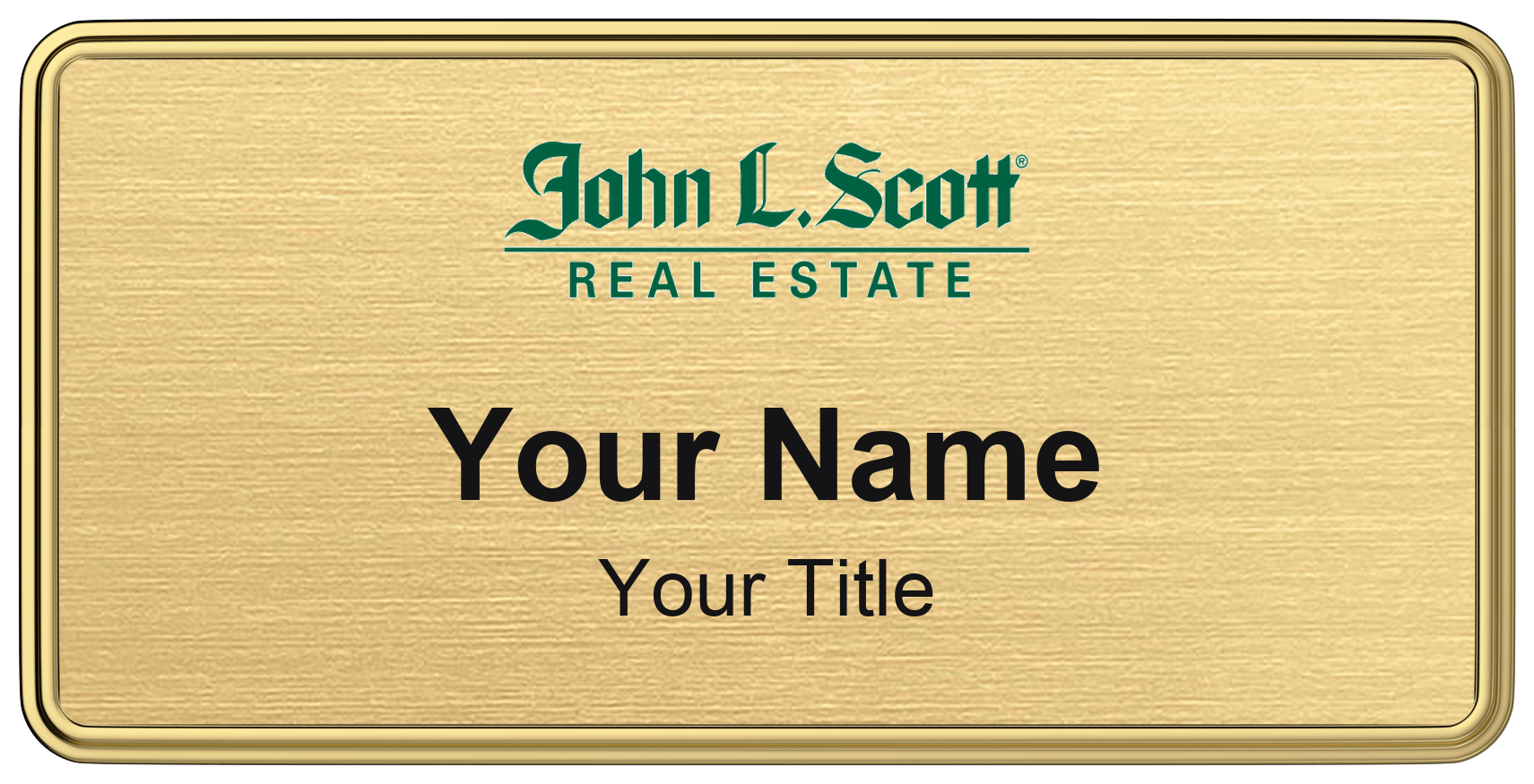 John L. Scott Badge, Gold Metallic, Gold Border