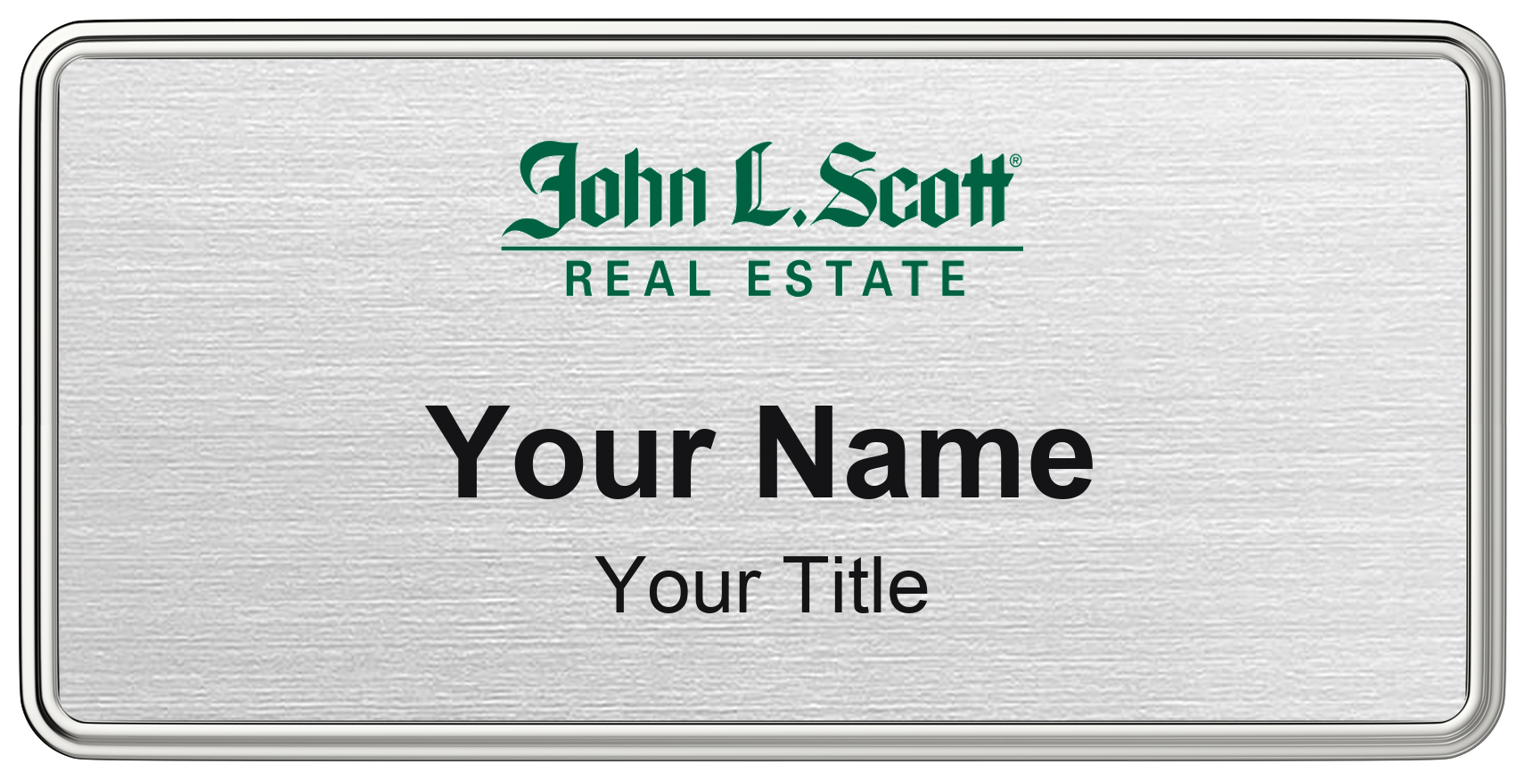 John L. Scott Badge, Silver Metallic, Silver Border