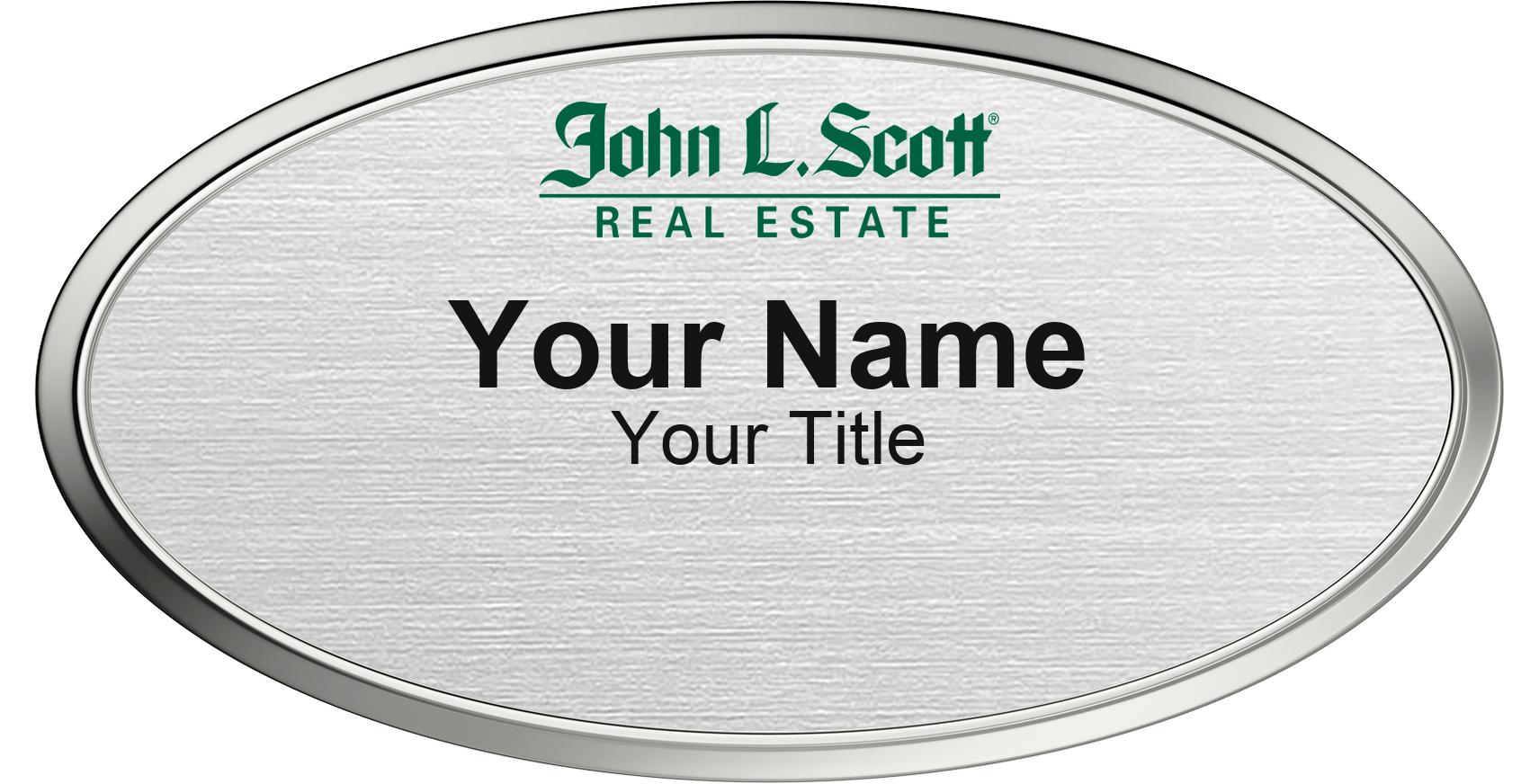 John L. Scott Badge, Silver Metallic, Silver Border