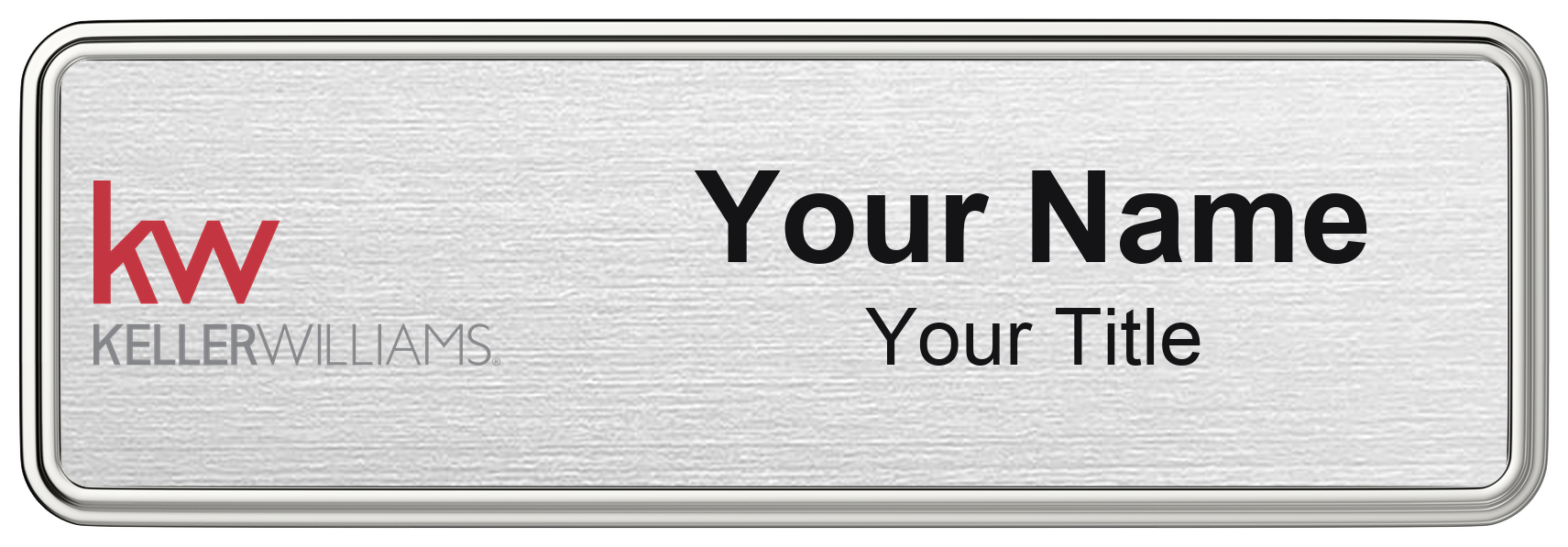 Keller Williams Badge, Silver Metallic, Silver Border
