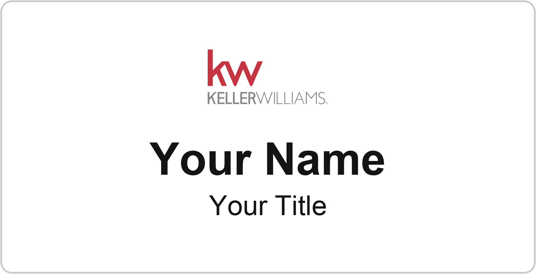 Keller Williams Badge, White, No Border