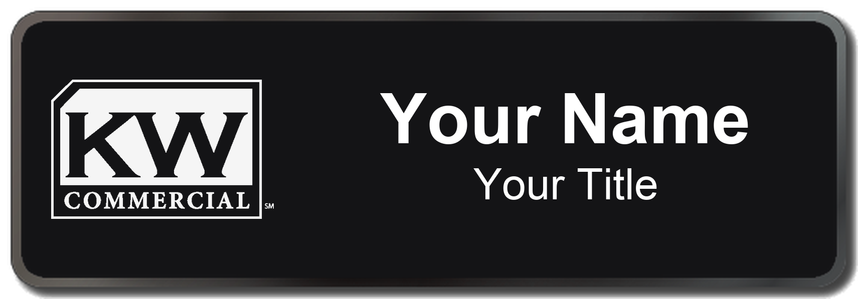 KW Commercial Badge, Black, Black Border