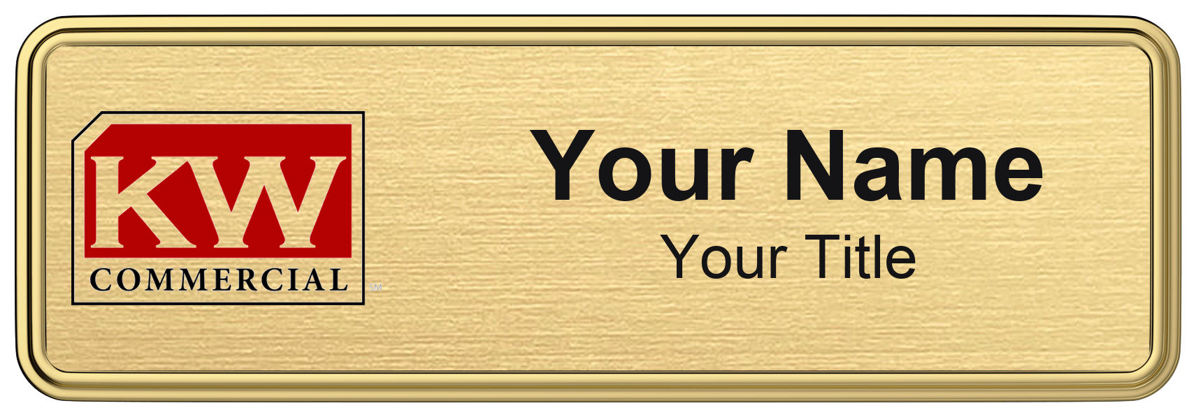 KW Commercial Badge, Gold Metallic, Gold Border