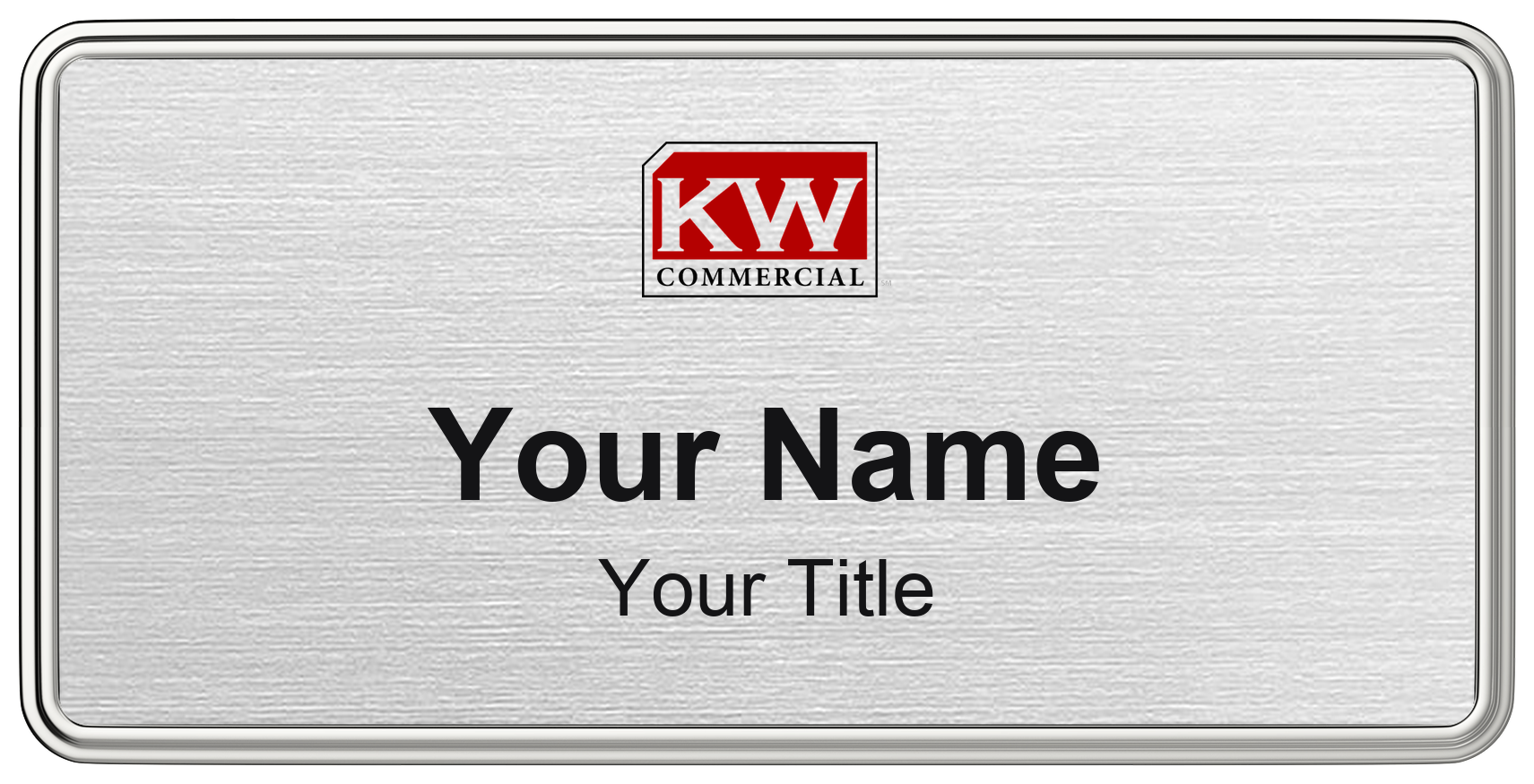 KW Commercial Badge, Silver Metallic, Silver Border