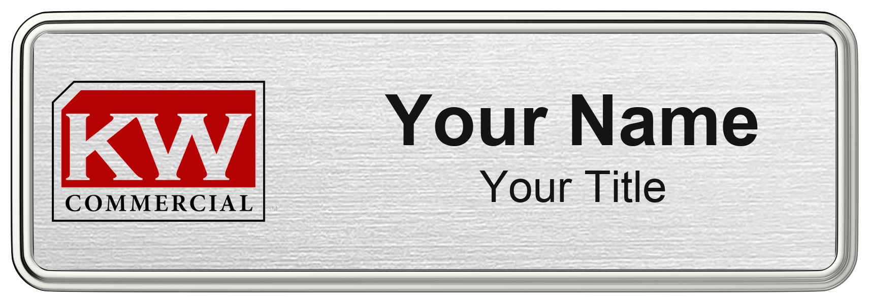 KW Commercial Badge, Silver Metallic, Silver Border