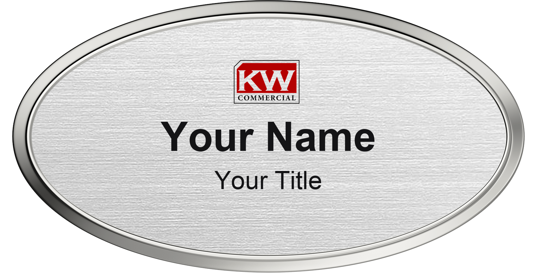 KW Commercial Badge, Silver Metallic, Silver Border