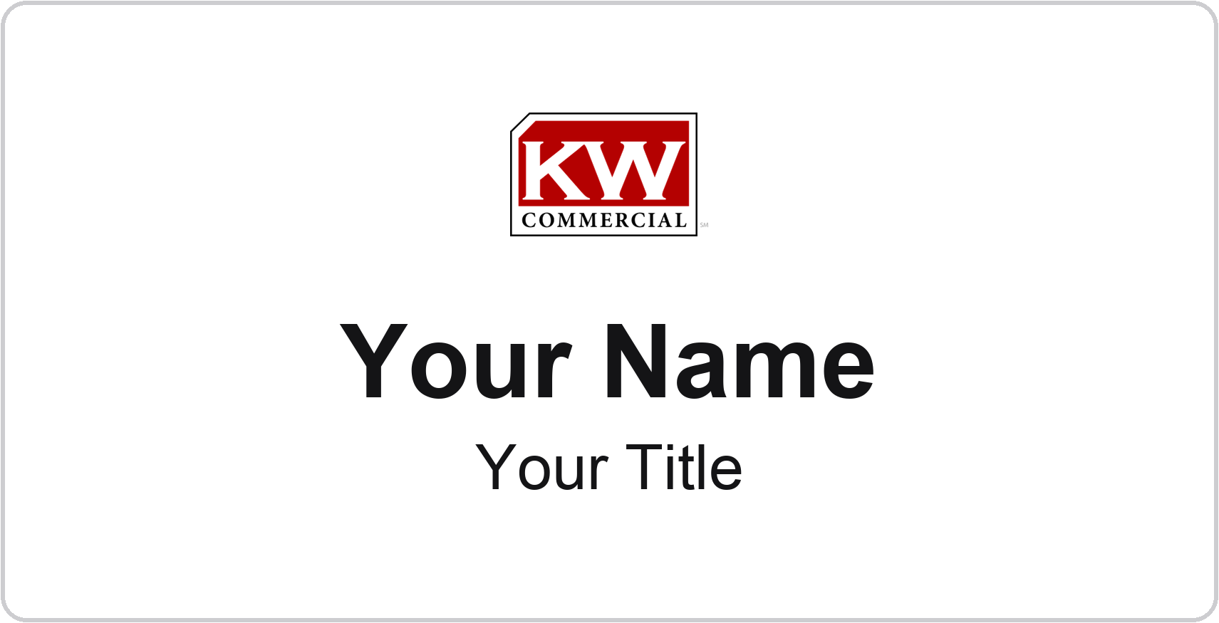 KW Commercial Badge, White, No Border