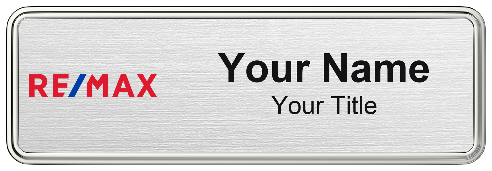 RE/MAX Badge, Silver Metallic, Silver Border